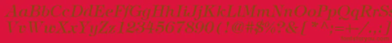 Fonte SophisticateSsiItalic – fontes marrons em um fundo vermelho