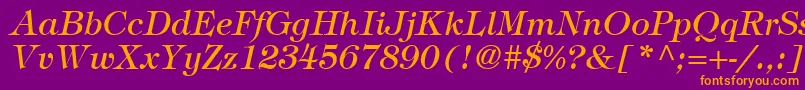 SophisticateSsiItalic-fontti – oranssit fontit violetilla taustalla