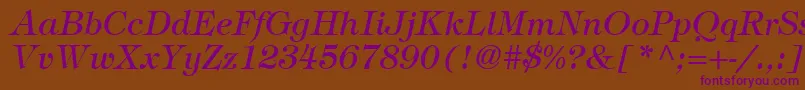 SophisticateSsiItalic Font – Purple Fonts on Brown Background