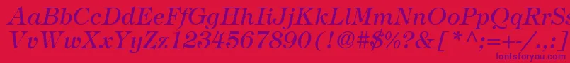 SophisticateSsiItalic-Schriftart – Violette Schriften auf rotem Hintergrund