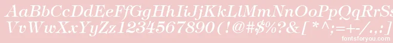 Fonte SophisticateSsiItalic – fontes brancas em um fundo rosa