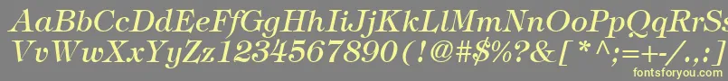 Weitere Informationen zur SophisticateSsiItalic-Schriftart SophisticateSsiItalic-Schriftart – Gelbe Schriften auf grauem Hintergrund