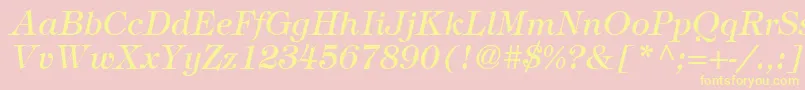 フォントSophisticateSsiItalic – 黄色のフォント、ピンクの背景