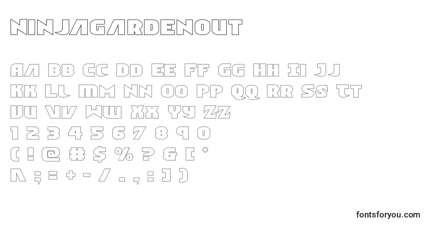 Schriftart Ninjagardenout – Alphabet, Zahlen, spezielle Symbole
