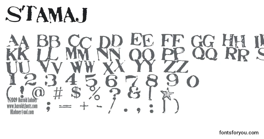 A fonte Stamaj – alfabeto, números, caracteres especiais