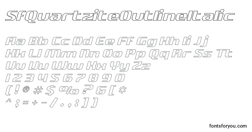 Шрифт SfQuartziteOutlineItalic – алфавит, цифры, специальные символы