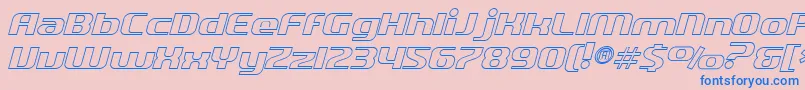 Fonte SfQuartziteOutlineItalic – fontes azuis em um fundo rosa