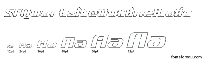 Размеры шрифта SfQuartziteOutlineItalic
