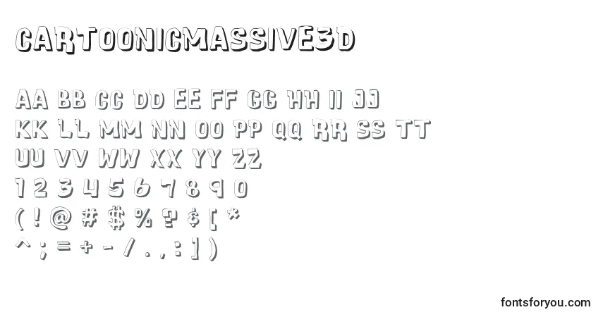 Czcionka CartoonicMassive3D – alfabet, cyfry, specjalne znaki