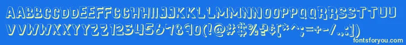 Czcionka CartoonicMassive3D – żółte czcionki na niebieskim tle