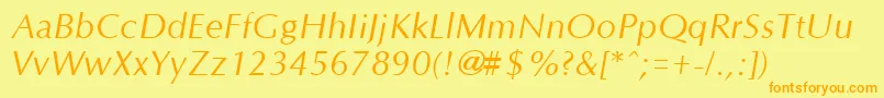OptaneItalic Font – Orange Fonts on Yellow Background