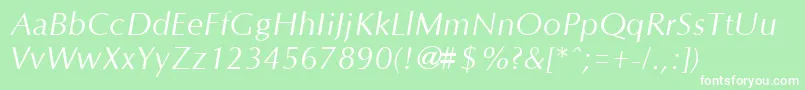 フォントOptaneItalic – 緑の背景に白い文字
