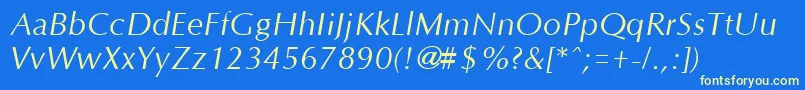 フォントOptaneItalic – 黄色の文字、青い背景