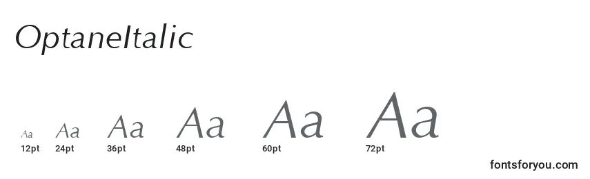 OptaneItalic Font Sizes