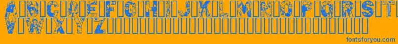 PunkRock-Schriftart – Blaue Schriften auf orangefarbenem Hintergrund