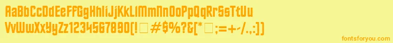 フォントFinalFrontierOldStyle – オレンジの文字が黄色の背景にあります。