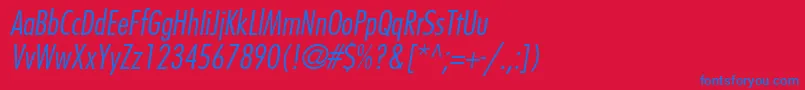 FuturaLtcnBtItalic-Schriftart – Blaue Schriften auf rotem Hintergrund