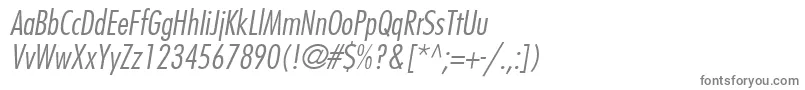FuturaLtcnBtItalic Font – Gray Fonts on White Background