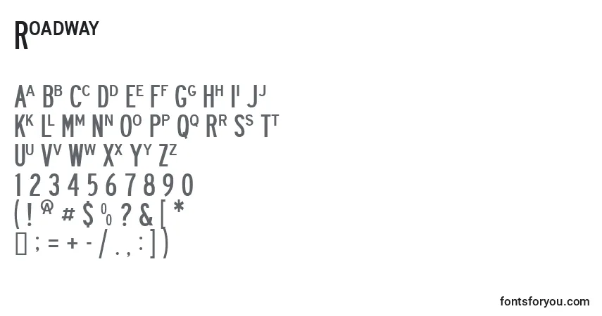 Шрифт Roadway – алфавит, цифры, специальные символы