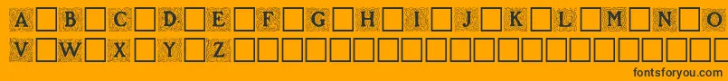 RoycroftInitials-Schriftart – Schwarze Schriften auf orangefarbenem Hintergrund