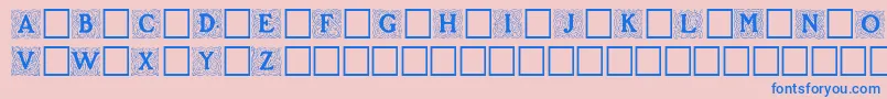 RoycroftInitials-Schriftart – Blaue Schriften auf rosa Hintergrund