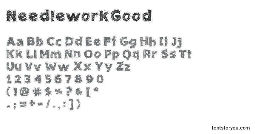 Schriftart NeedleworkGood – Alphabet, Zahlen, spezielle Symbole