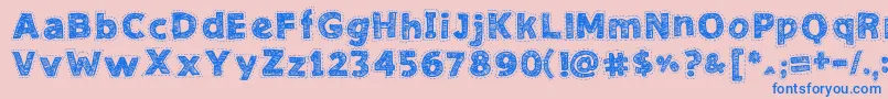 NeedleworkGood Font – Blue Fonts on Pink Background