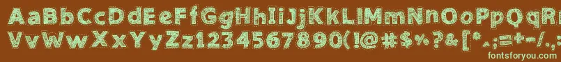 NeedleworkGood-fontti – vihreät fontit ruskealla taustalla