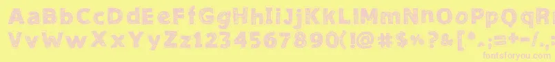 NeedleworkGood-fontti – vaaleanpunaiset fontit keltaisella taustalla
