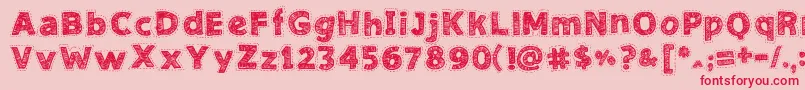 NeedleworkGood Font – Red Fonts on Pink Background