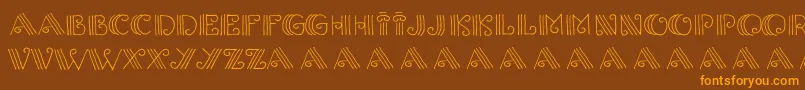 フォントColumnion – オレンジ色の文字が茶色の背景にあります。