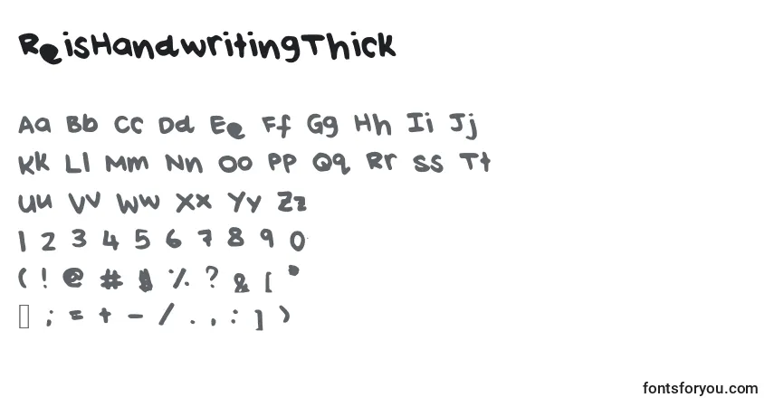 Шрифт ReisHandwritingThick – алфавит, цифры, специальные символы