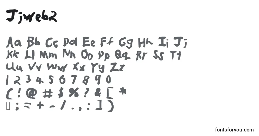 Czcionka Jjweb2 – alfabet, cyfry, specjalne znaki