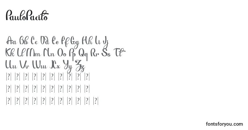 Fuente PauloPacito - alfabeto, números, caracteres especiales