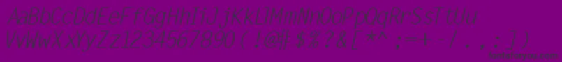 MicrofineSsiItalic-Schriftart – Schwarze Schriften auf violettem Hintergrund