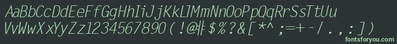 Шрифт MicrofineSsiItalic – зелёные шрифты на чёрном фоне