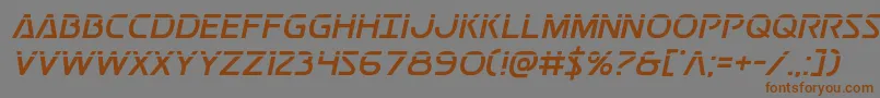 フォントPostmasterlaser – 茶色の文字が灰色の背景にあります。