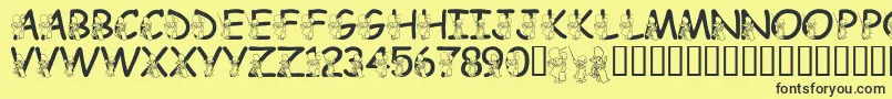 LmsHundredAcreHalloween Font – Black Fonts on Yellow Background