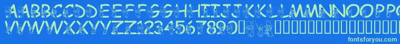 LmsHundredAcreHalloween Font – Green Fonts on Blue Background