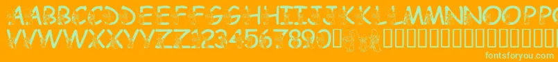 LmsHundredAcreHalloween-Schriftart – Grüne Schriften auf orangefarbenem Hintergrund