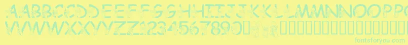 LmsHundredAcreHalloween Font – Green Fonts on Yellow Background