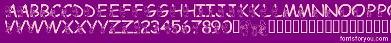 fuente LmsHundredAcreHalloween – Fuentes Rosadas Sobre Fondo Morado