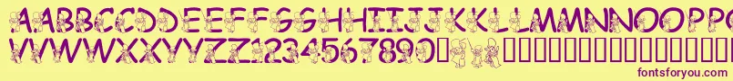 LmsHundredAcreHalloween Font – Purple Fonts on Yellow Background