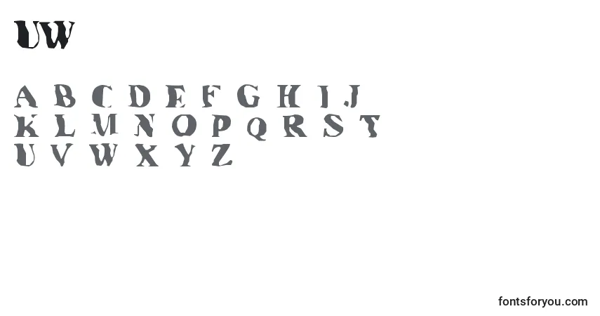 A fonte UnderWater – alfabeto, números, caracteres especiais
