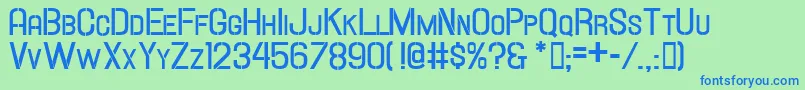 Hallandalestencilboldsc-Schriftart – Blaue Schriften auf grünem Hintergrund