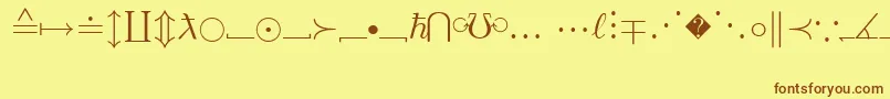 フォントEuclidExtra – 茶色の文字が黄色の背景にあります。