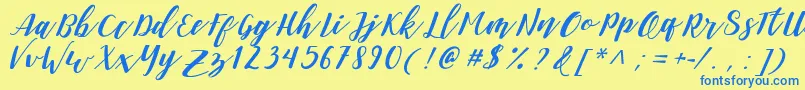 DanieshaForPersonalUse Font – Blue Fonts on Yellow Background