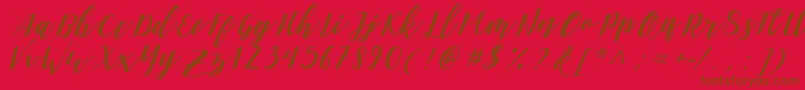 Fonte DanieshaForPersonalUse – fontes marrons em um fundo vermelho
