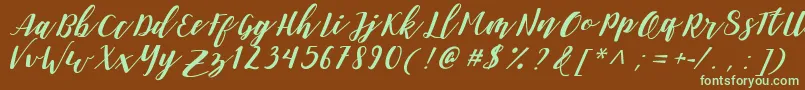 DanieshaForPersonalUse-Schriftart – Grüne Schriften auf braunem Hintergrund