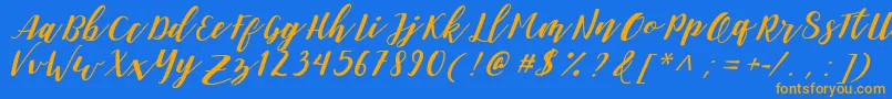 DanieshaForPersonalUse Font – Orange Fonts on Blue Background